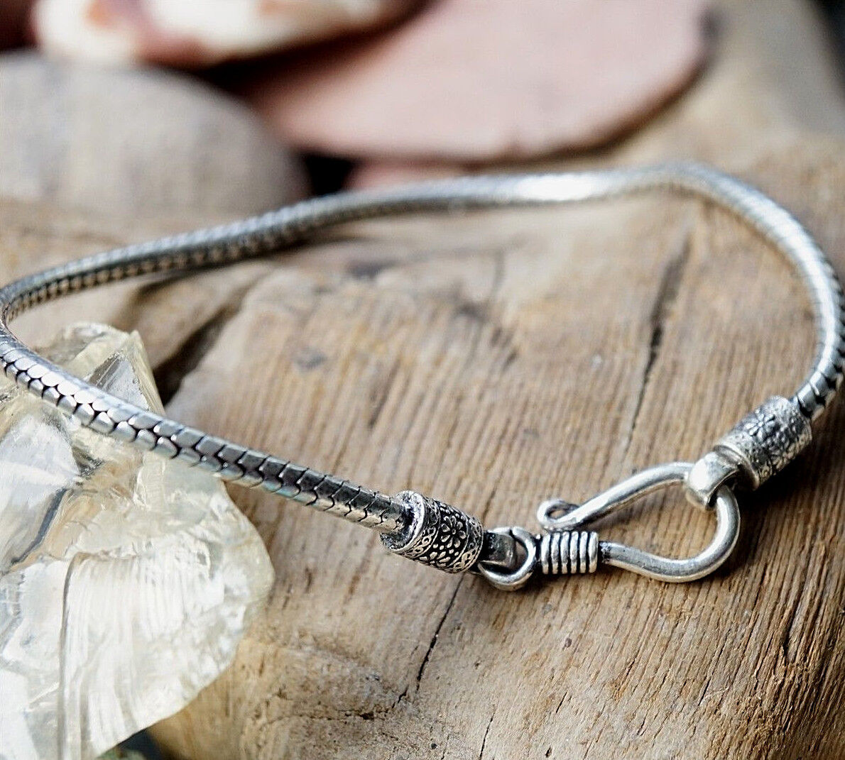 Handarbeit Silberarmband 21 cm Ø 3 mm Verspielt Silber Schlangenkette Armband