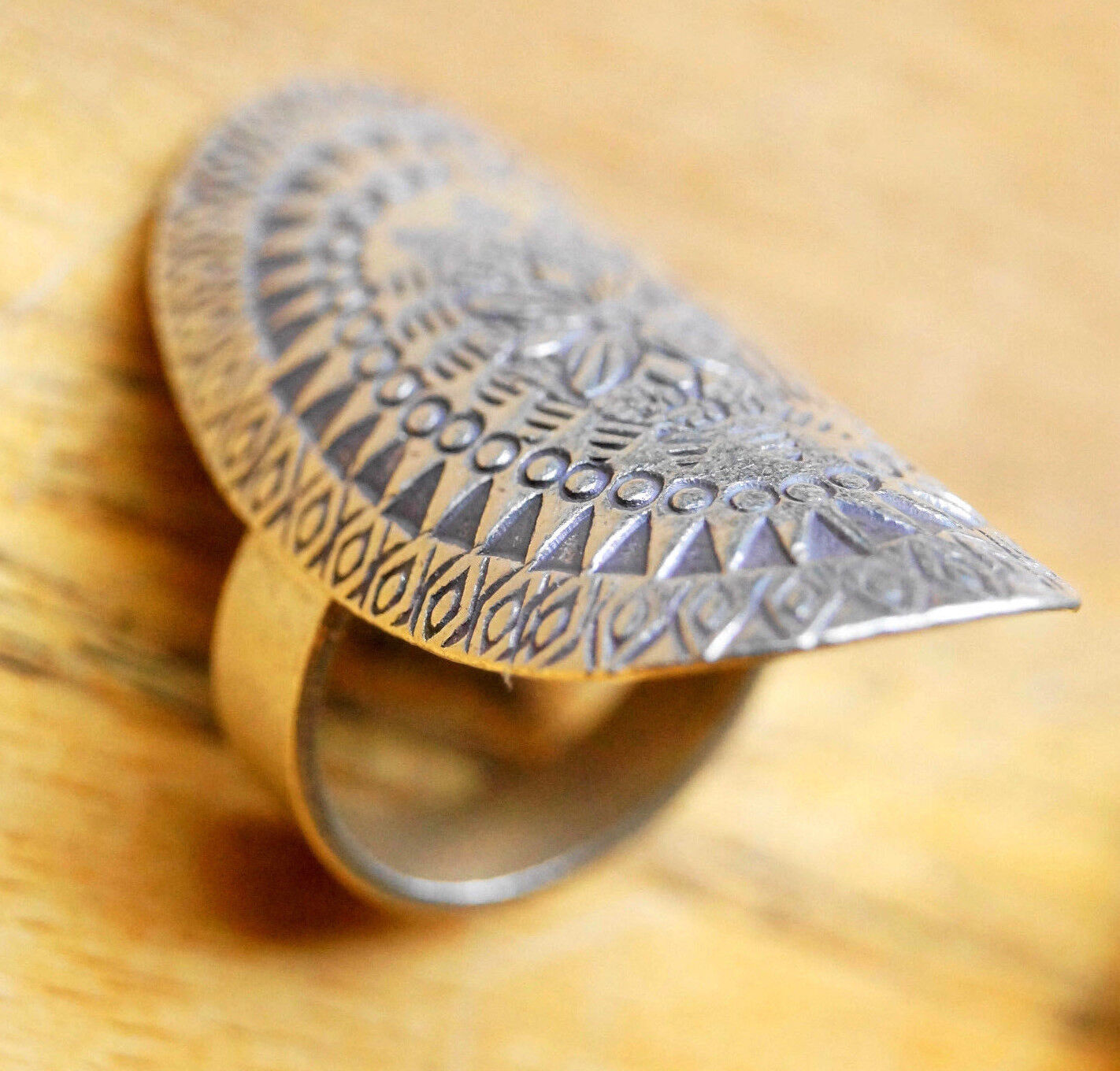 Lang Silberring Handarbeit 4 cm Ring Silber Offen 56 - 64 Matt Blüte Floral – Bild 5