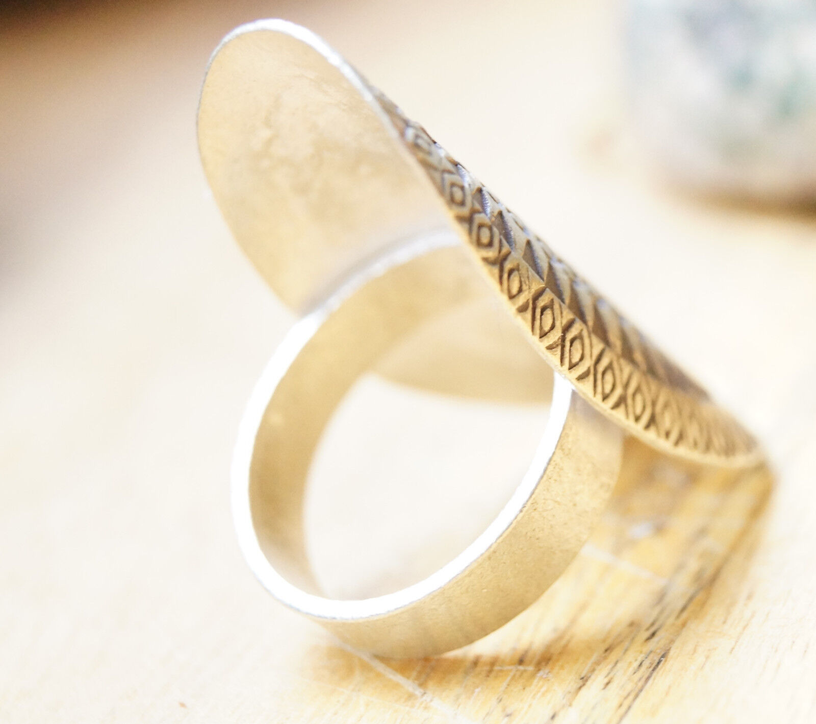 Lang Silberring Handarbeit 4 cm Ring Silber Offen 56 - 64 Matt Blüte Floral – Bild 6