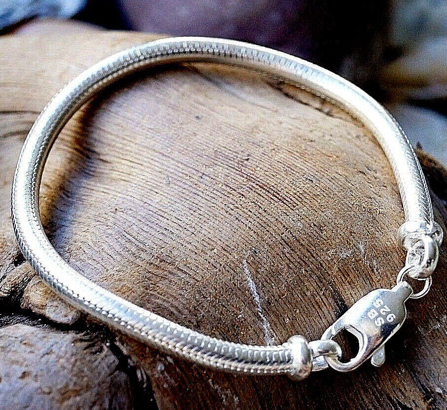 Schlicht Armband 925er Silber Ø 3 / 4 / 4,5 mm 19,5 20,5 21,5 cm Schlangenkette – Bild 3