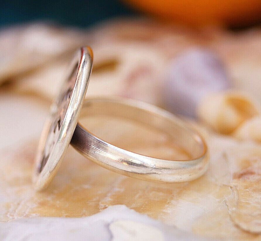Silberring 56 58 59 Vintage Geflochten Design Rund Scheibe Ø 2 cm Silber Ring – Bild 7