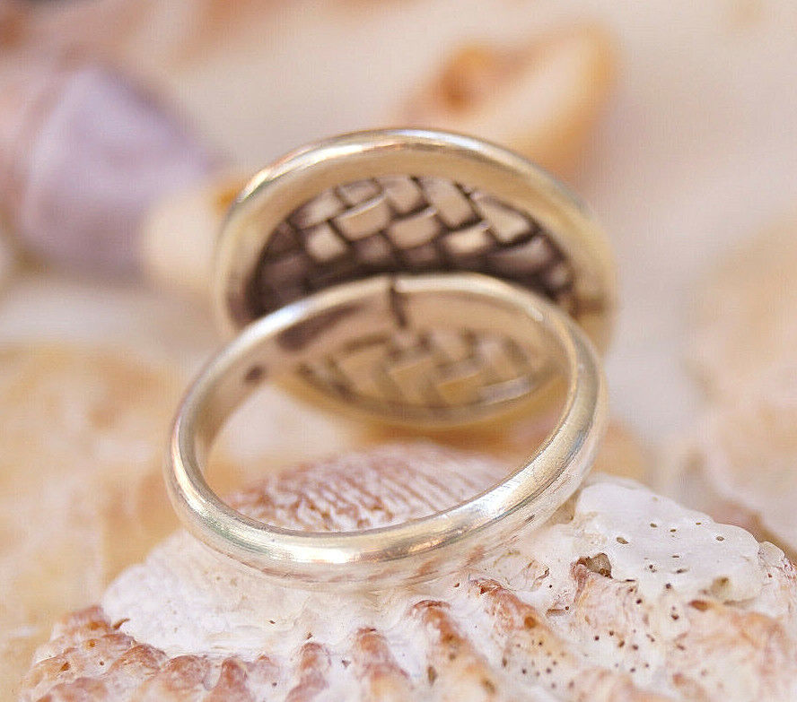 Silberring 56 58 59 Vintage Geflochten Design Rund Scheibe Ø 2 cm Silber Ring – Bild 8