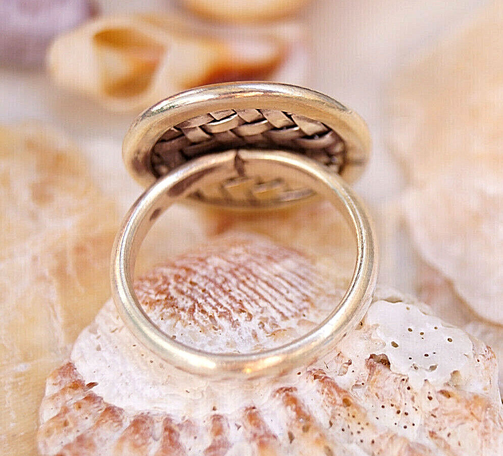 Silberring 56 58 59 Vintage Geflochten Design Rund Scheibe Ø 2 cm Silber Ring – Bild 9