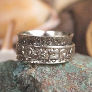 Vintage Design 10 mm Breit Drehring 925er Silber 52 56 57 58 59 60 61 62 Floral