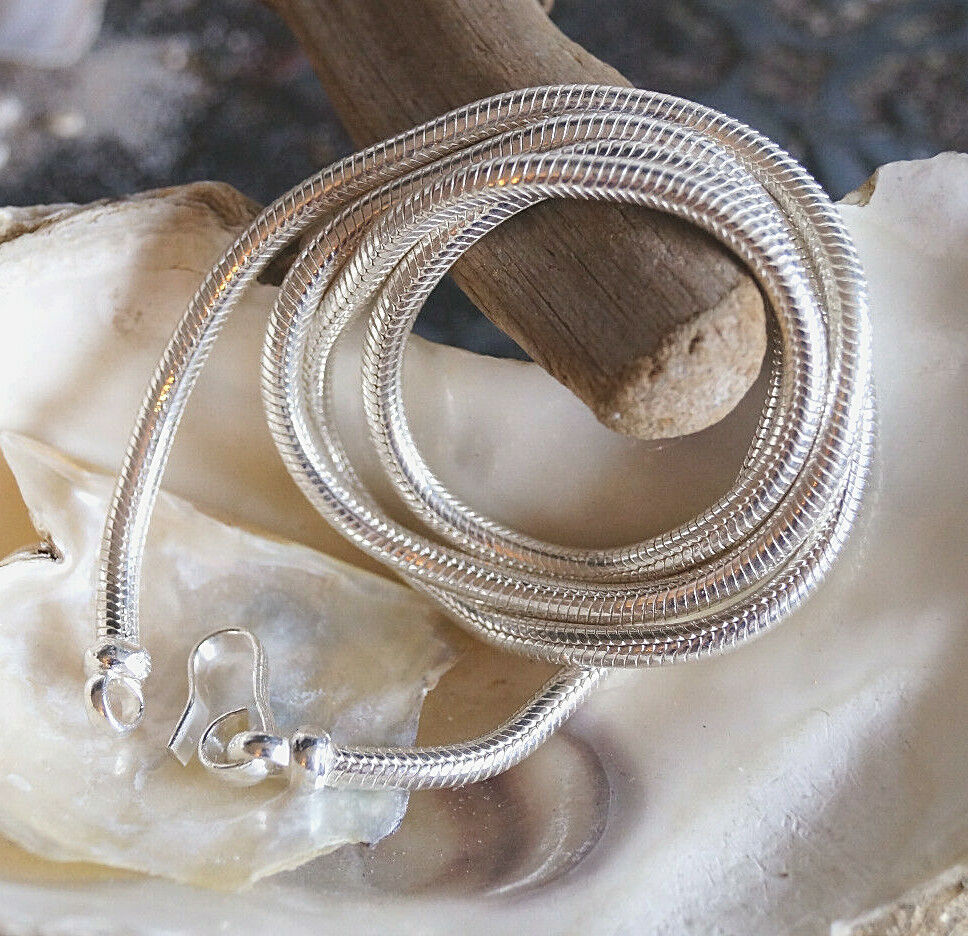 58 cm Massiv Ø 3 mm Schlangenkette Rund Handarbeit Halskette 925er Silber Kette – Bild 8