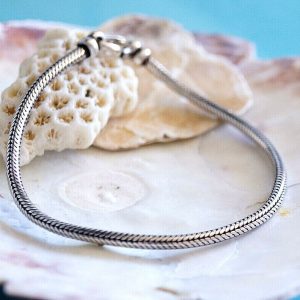 Handarbeit Vintage Schlicht 21,5 cm Ø 3 mm 925er Silber Schlangenkette Armband
