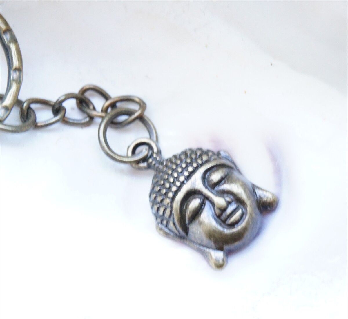 Schlüsselanhänger 7,5 cm lang Buddha Kopf Buddhismus Meditation Glück Anhänger