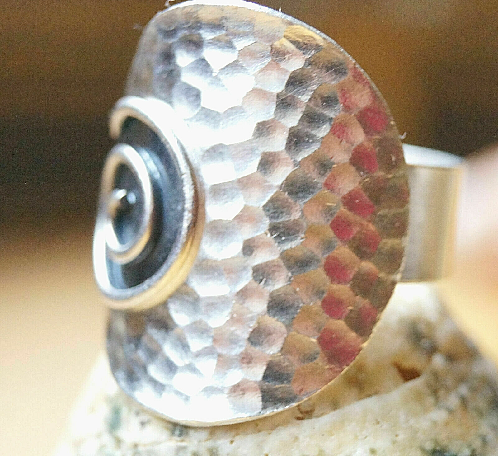 925er Silber Ring Schlicht 56 58 60 61 62 Hammerschlag Ethno Design Spirale – Bild 8