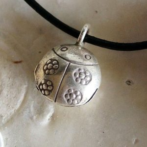 980er Silber Kettenanhänger Käfer Charm Marienkäfer Klangkugel Glück Anhänger