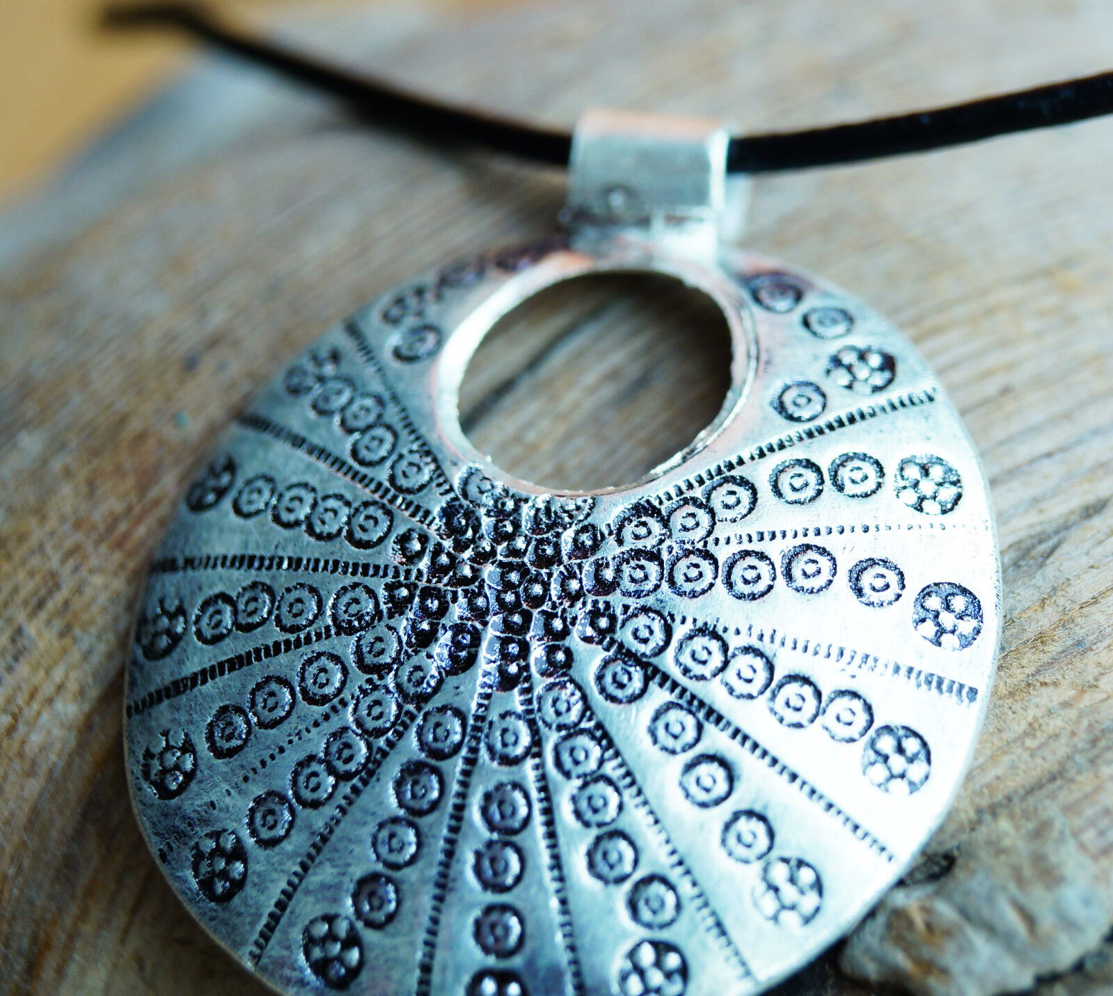 Groß Silber Anhänger Floral Rund Ø 3,5 cm Amulett Muster Kreise Punkte Muschel – Bild 6