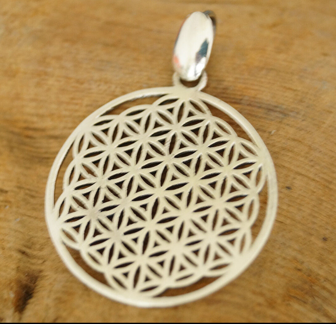 Großer Anhänger 4 cm Silber Lebensblume Blume Floral Filigran Blüte Amulett – Bild 7
