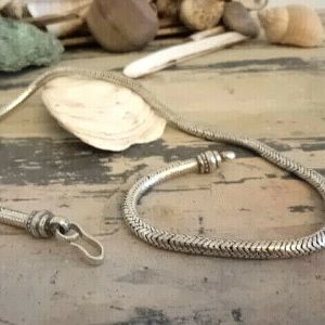 Massiv Vintage Amtik Design Schlangenkette 925er Silber 46 cm Halskette Ø 4,5 mm