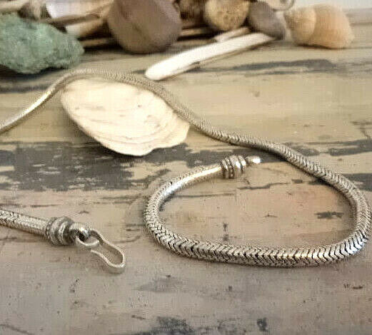 Massiv Vintage Amtik Design Schlangenkette 925er Silber 46 cm Halskette Ø 4,5 mm