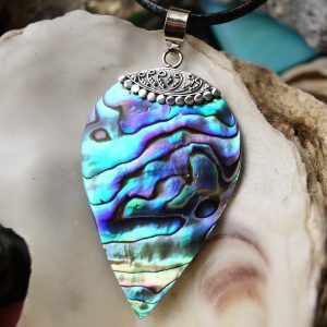 Silber Groß 6 cm Kettenanhänger Abalone Paua Muschel Seeopal Tropfen Muster Edel