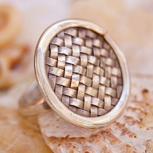Silberring 55 58 Vintage Geflochten Design Rund Scheibe Ø 2,5 cm Silber Ring