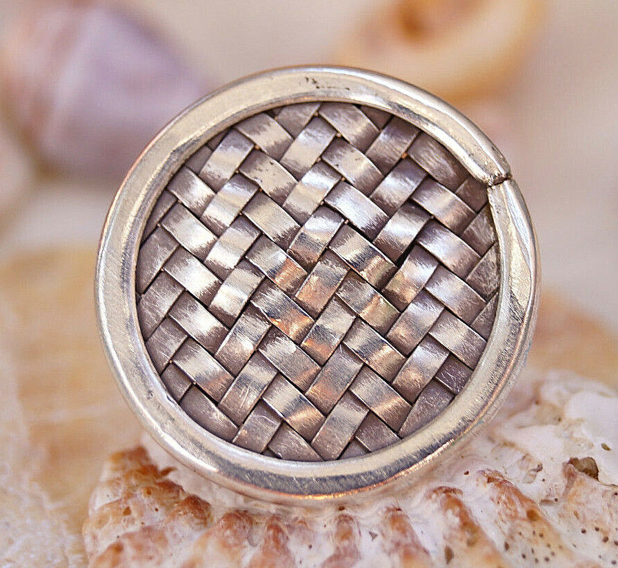 Silberring 55 58 Vintage Geflochten Design Rund Scheibe Ø 2,5 cm Silber Ring – Bild 5