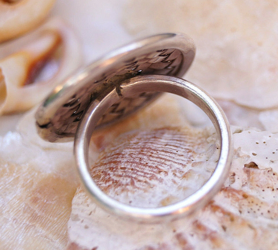 Silberring 55 58 Vintage Geflochten Design Rund Scheibe Ø 2,5 cm Silber Ring – Bild 7