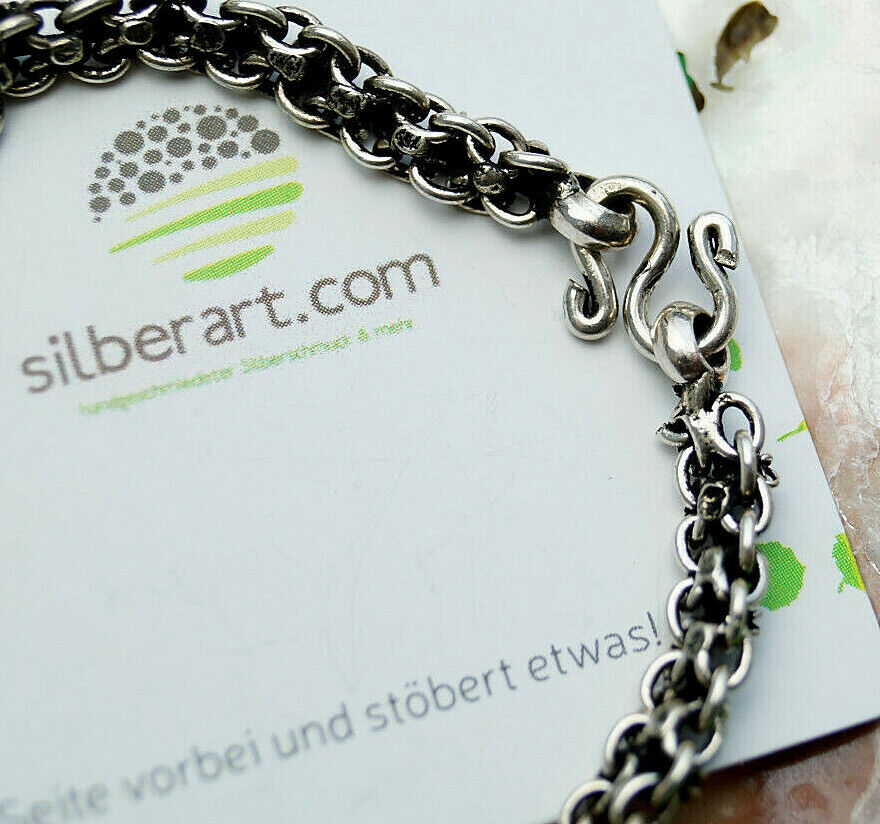 Verspielt 925er Silber Armband 19 cm Vintage Blüte Herz Floral "Antik" Massiv – Bild 10