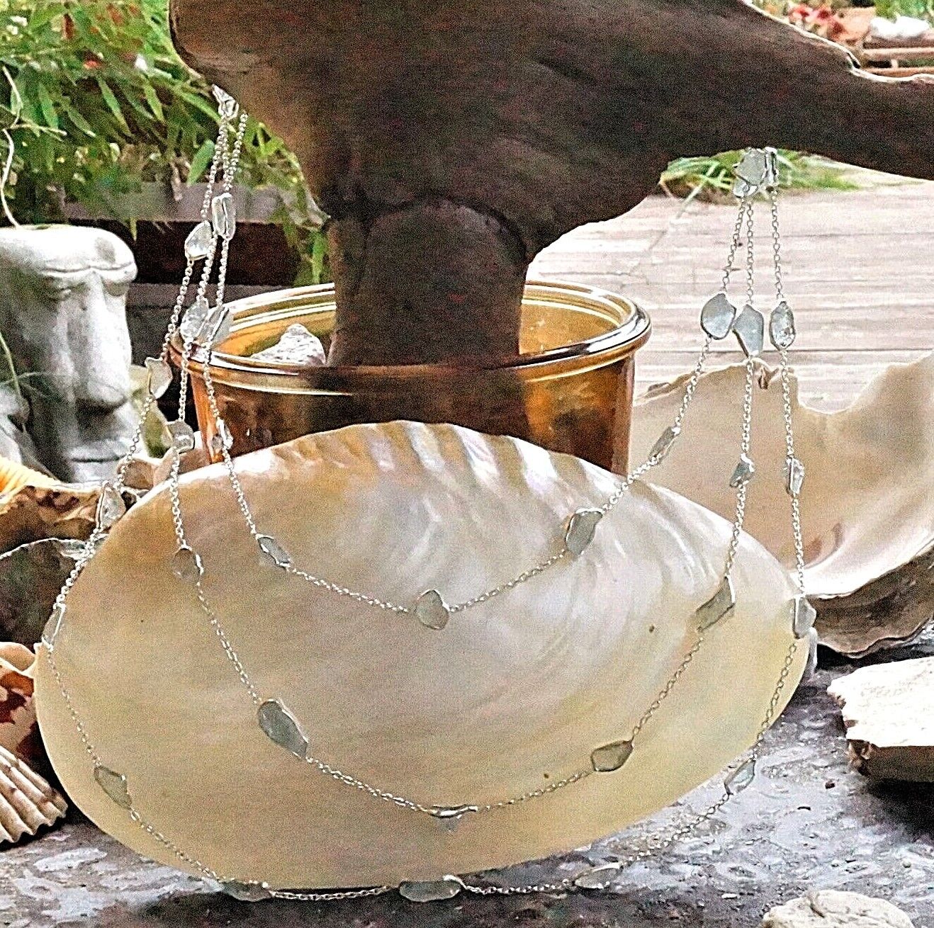 3er Kette Lang 68 - 71 cm 925er Silber Rohstein Aquamarin Rubin Apatit Turmalin – Bild 5