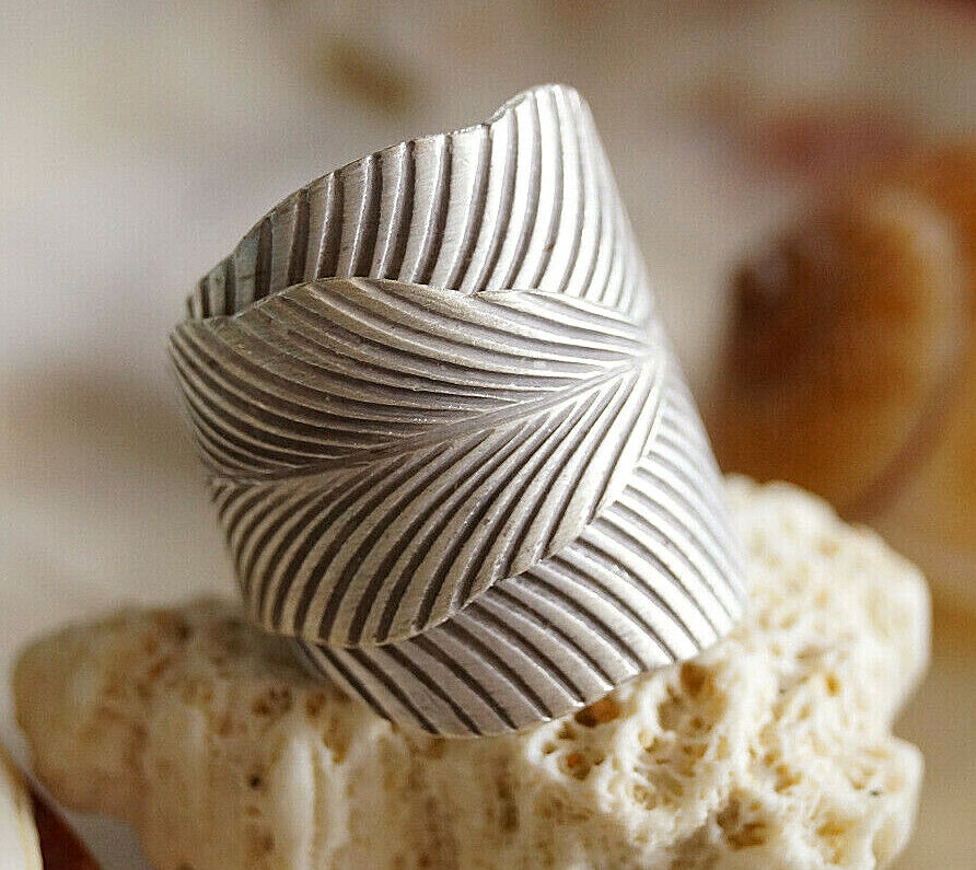 980er Silberring Verstellbar Blatt Gewickelt 53 57 59 60 61 Vintage Ring Silber