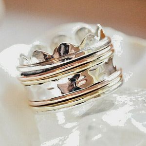 Drehring 54 55 56 57 925er Silber Ring Krone Schlicht Messing Kupfer Kronenring