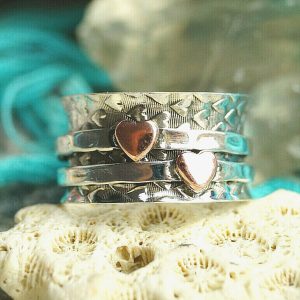 Drehring 925er Silber Ring 53 54 55 56 58 59 60 61 Silberring Muster Kupfer Herz
