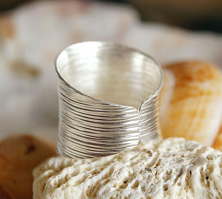 Modern 980er Silberring Offen 50-54 53-58 56-60 59-63 Linien Muster Silber Ring – Bild 4