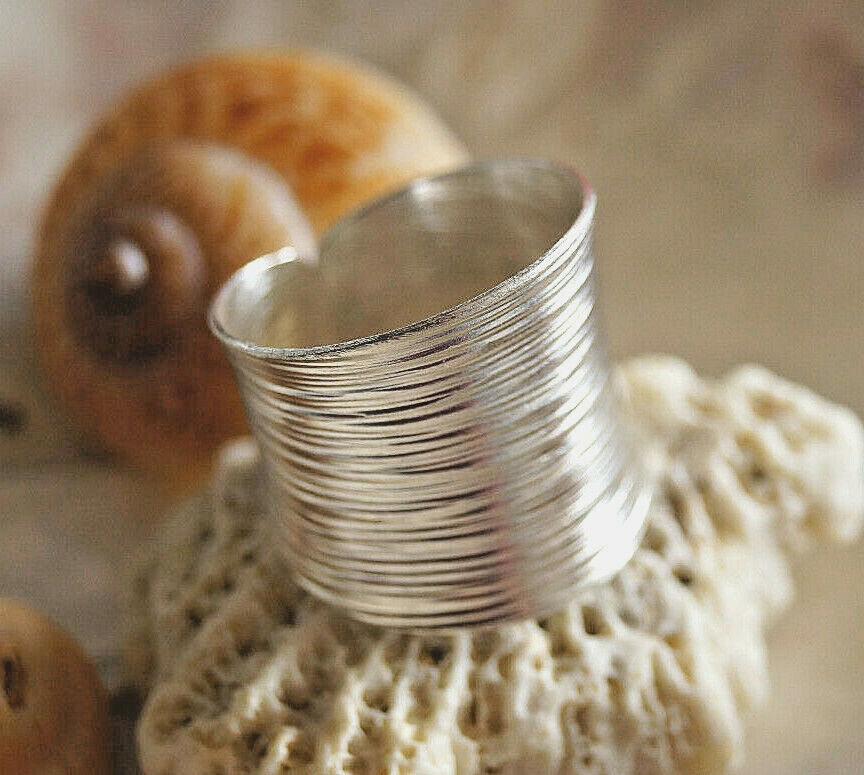 Modern 980er Silberring Offen 50-54 53-58 56-60 59-63 Linien Muster Silber Ring – Bild 7