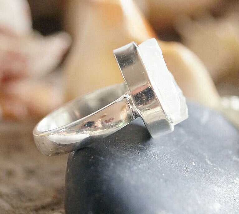 Silberring 54 Mondstein Eirig Blau Ring Silber Roh Stein Schlicht Elegant Modern – Bild 7